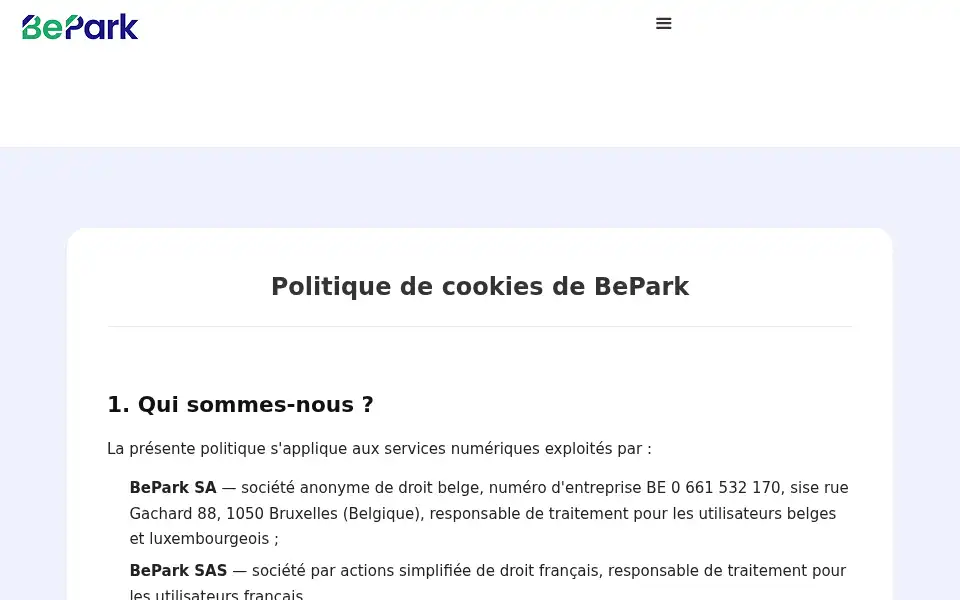 Screenshot of bepark.eu
