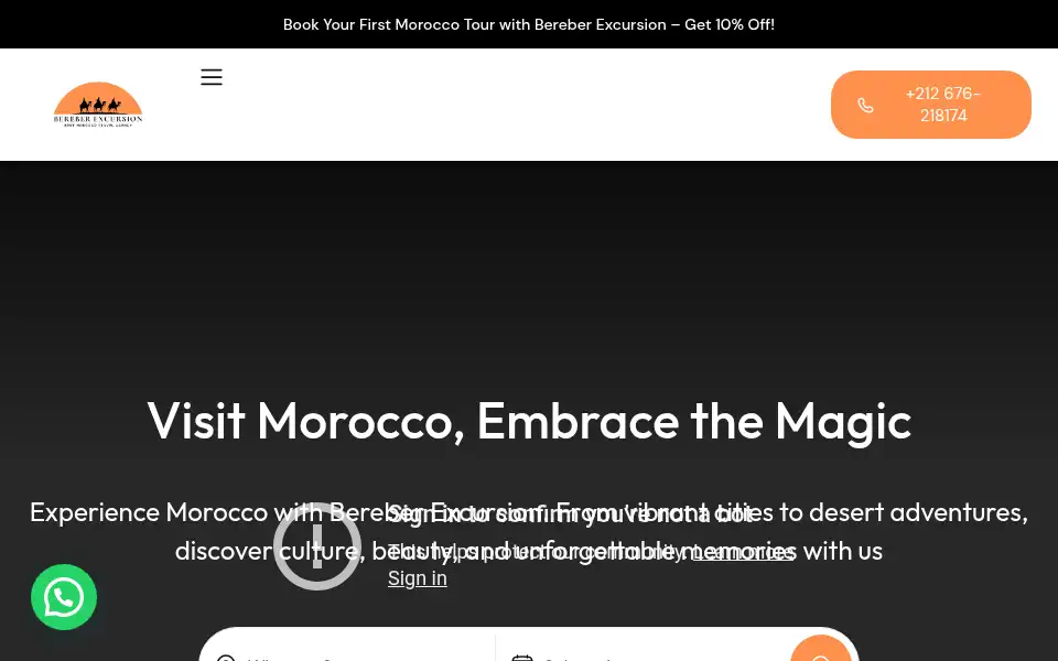 Screenshot of bereberexcursion.com