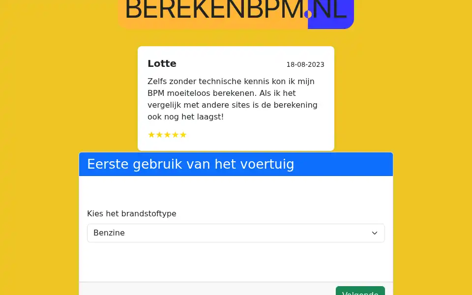 Screenshot of berekenbpm.nl
