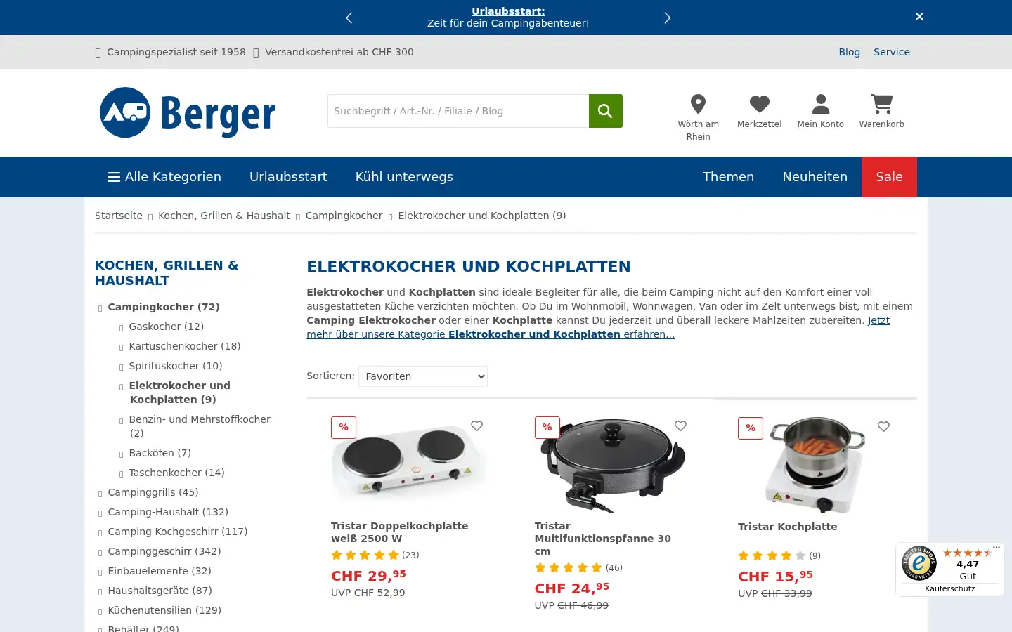 Screenshot of berger-camping.ch
