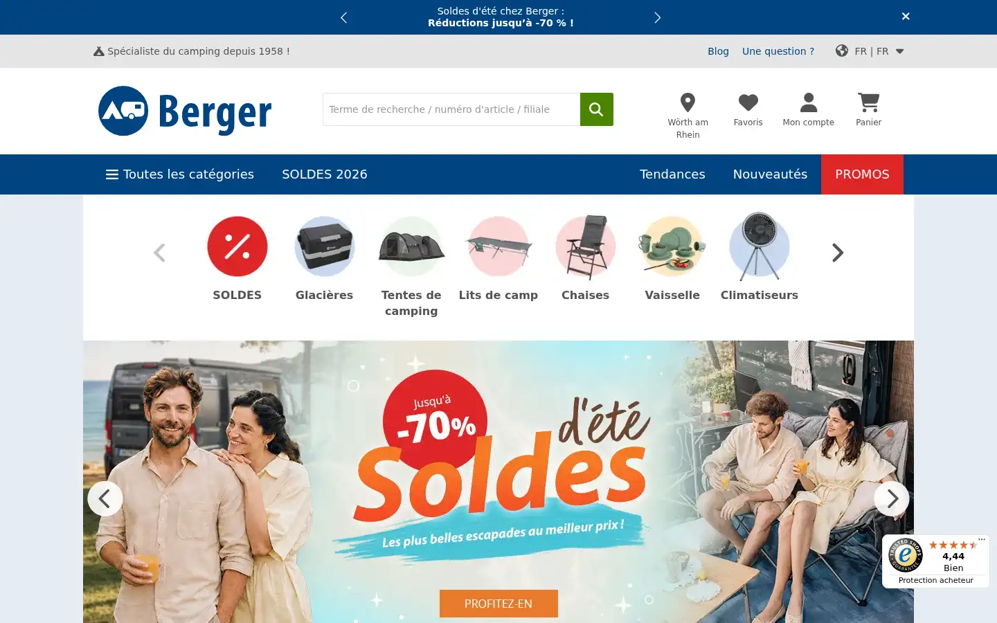 Screenshot of berger-camping.fr