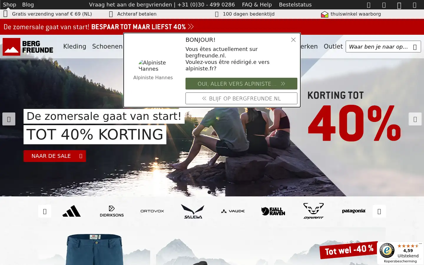 Screenshot of bergfreunde.nl