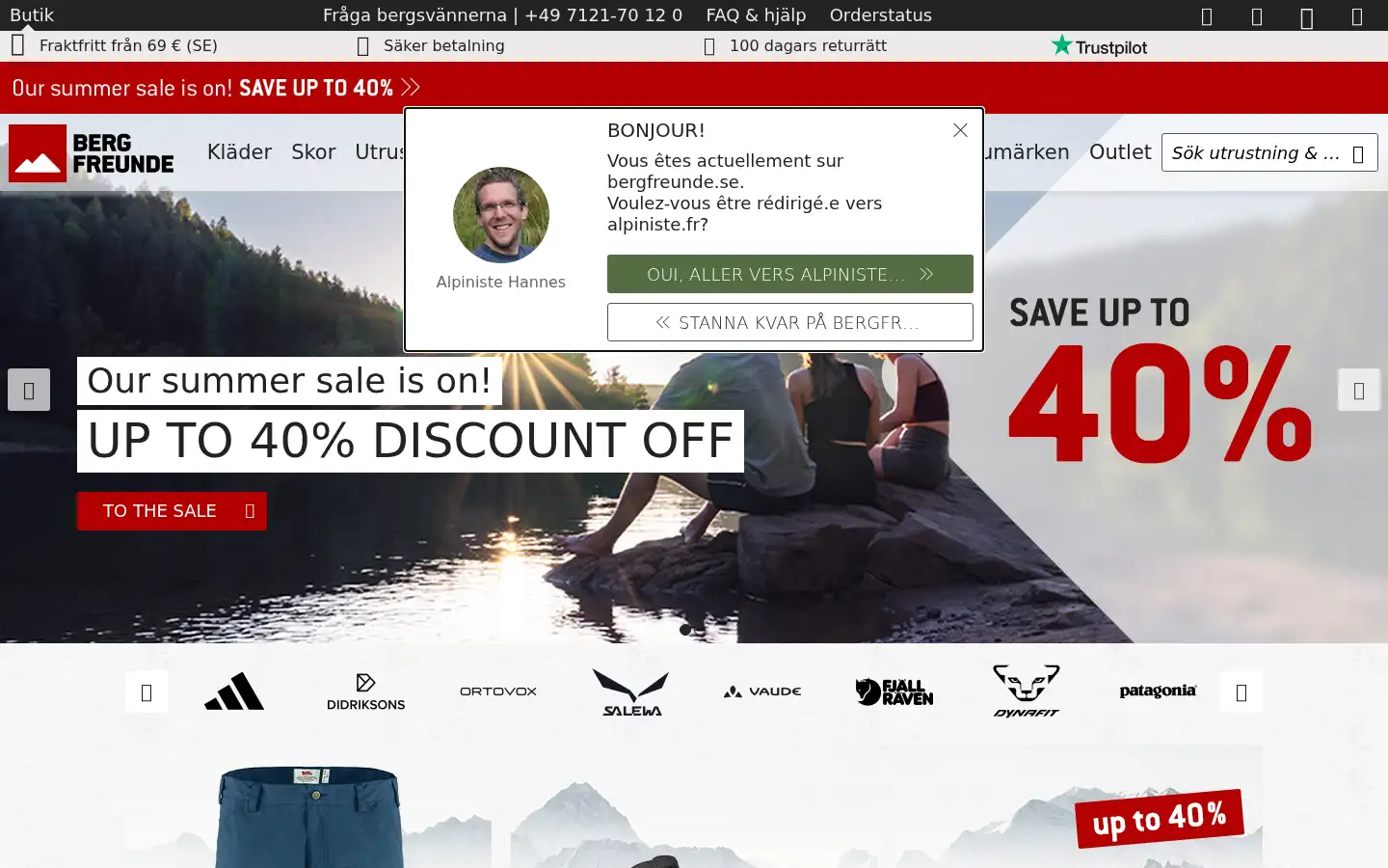 Screenshot of bergfreunde.se