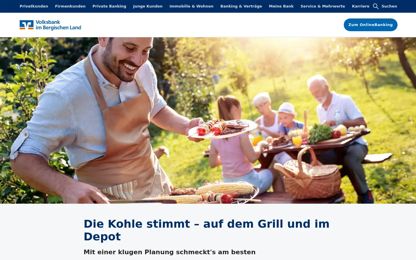 Screenshot of bergische-volksbank.de