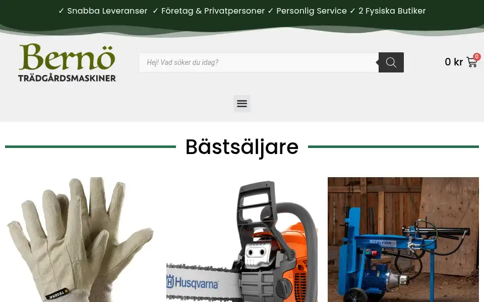 Screenshot of bernotradgardsmaskiner.se
