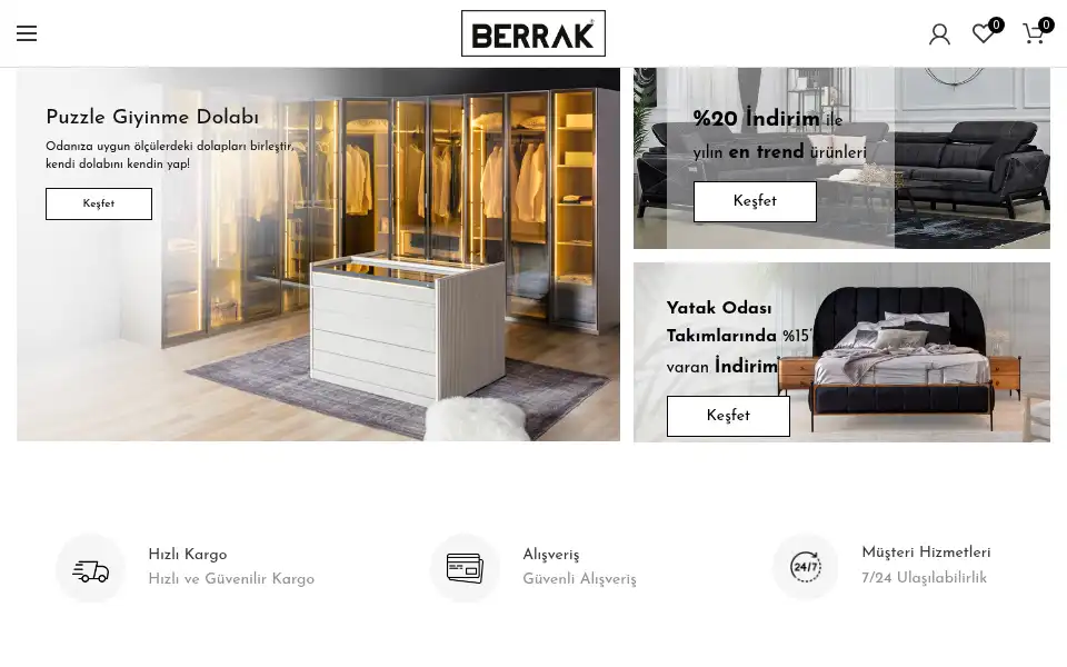 Screenshot of berrakmobilya.com