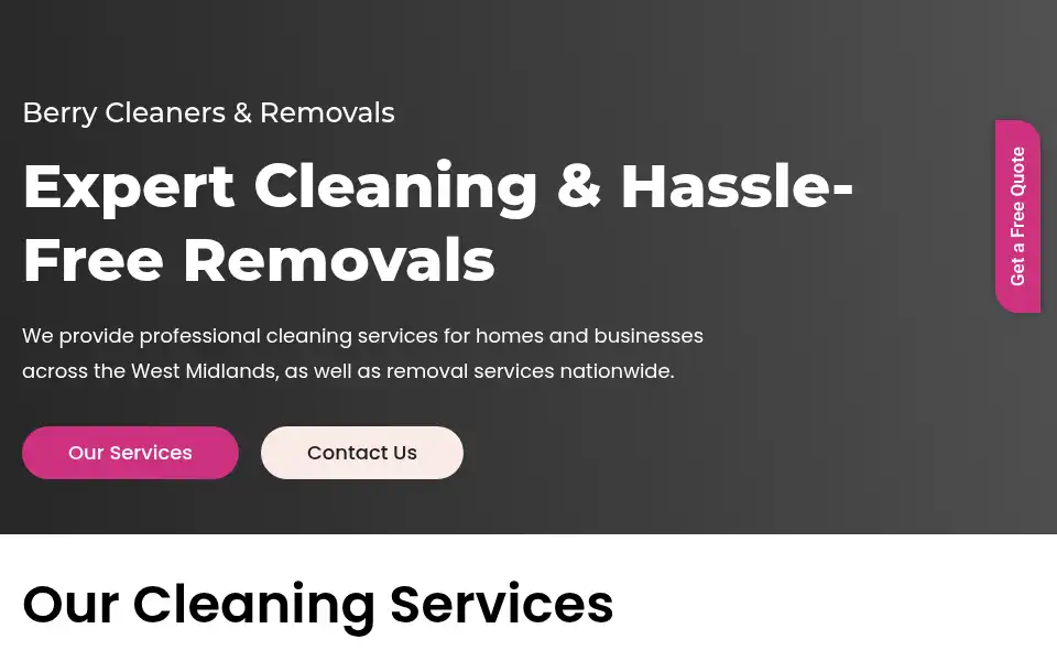Screenshot of berrycleanersandremovals.co.uk