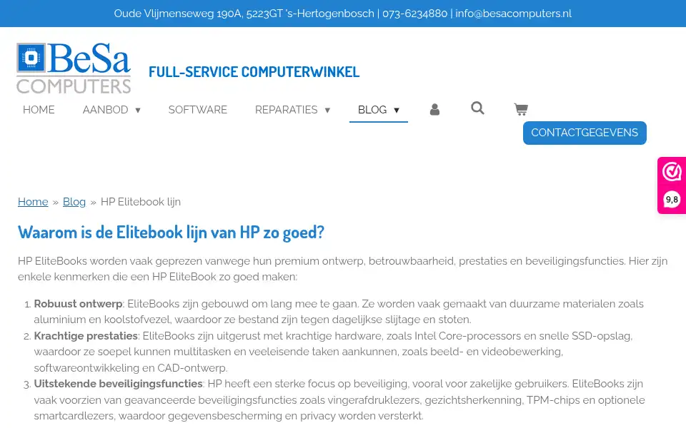 Screenshot of besacomputers.nl