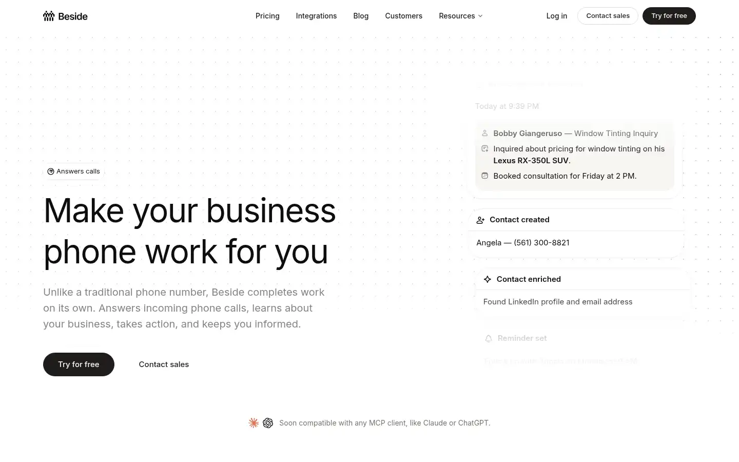 Screenshot of beside.com