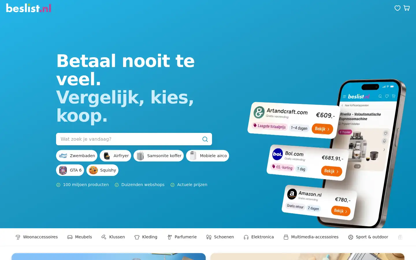 Screenshot of beslist.nl