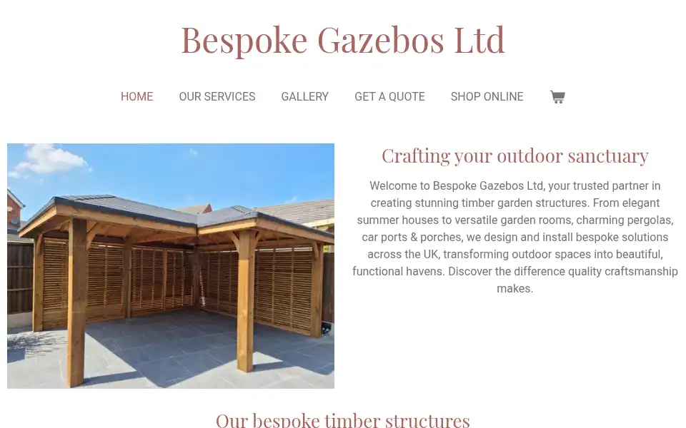 Screenshot of bespoke-gazebos.co.uk