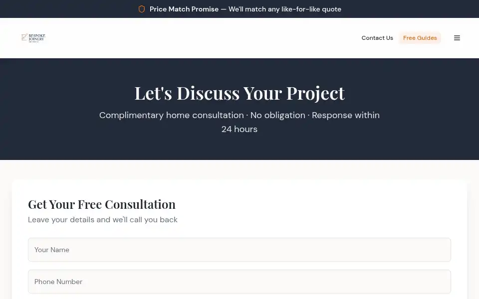 Screenshot of bespokejoineryedinburgh.co.uk
