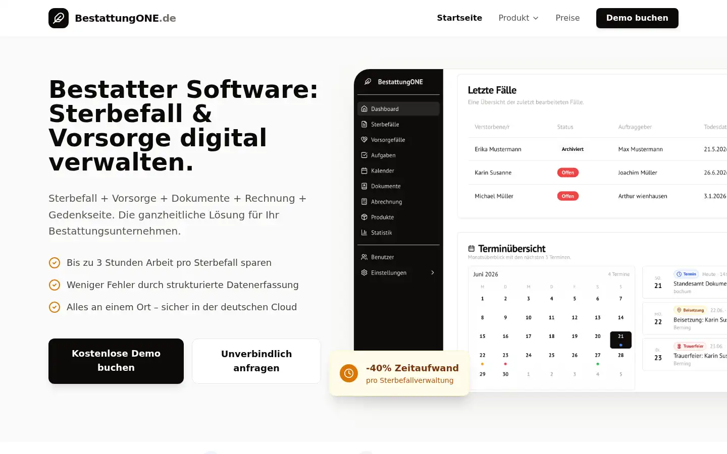 Screenshot of bestattungone.de