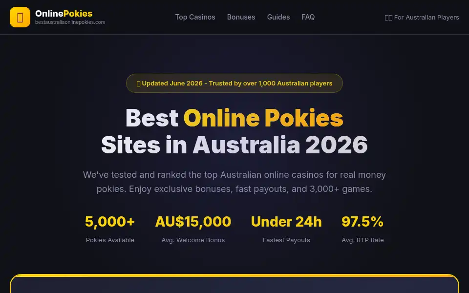 Screenshot of bestaustraliaonlinepokies.com
