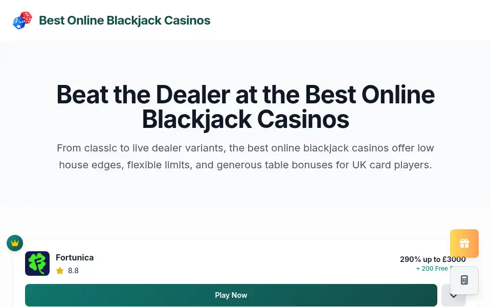 Screenshot of bestblackjackcasinos.org.uk