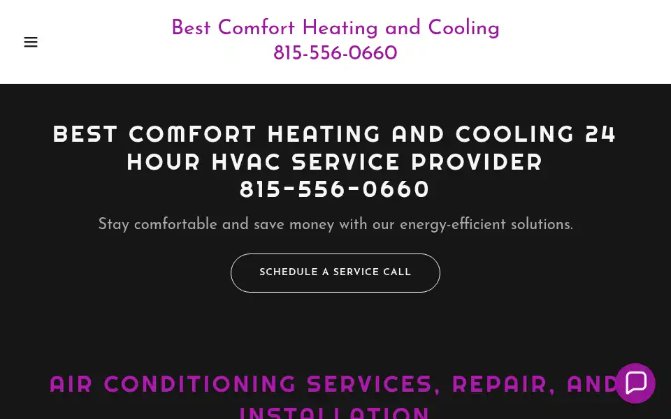 Screenshot of bestcomforthvac.com