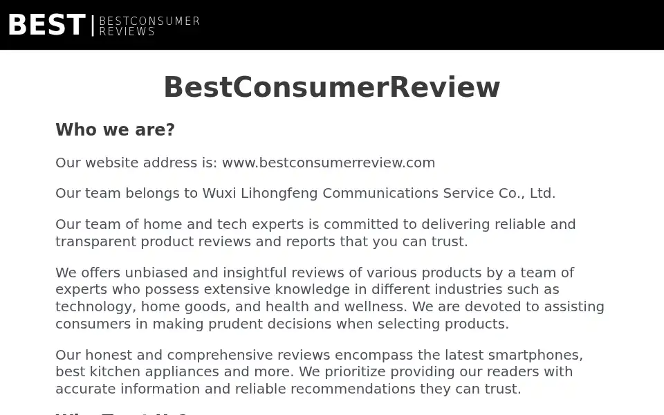 Screenshot of bestconsumerreview.com