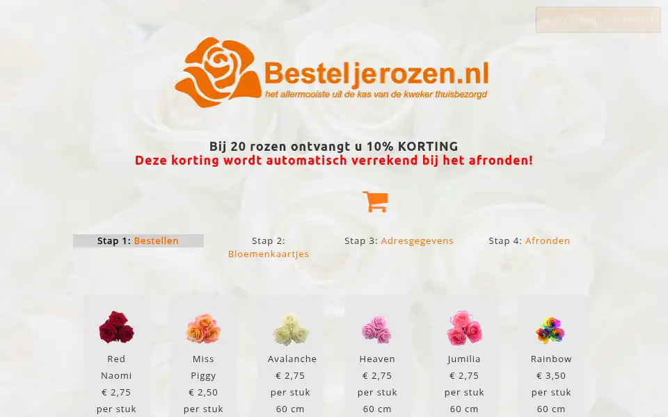 Screenshot of besteljerozen.nl
