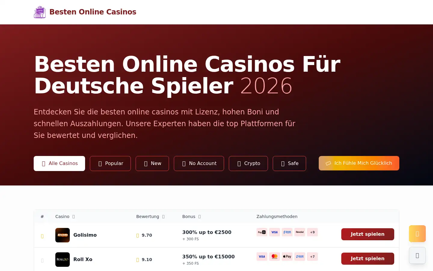 Screenshot of bestenonline-casinos.de