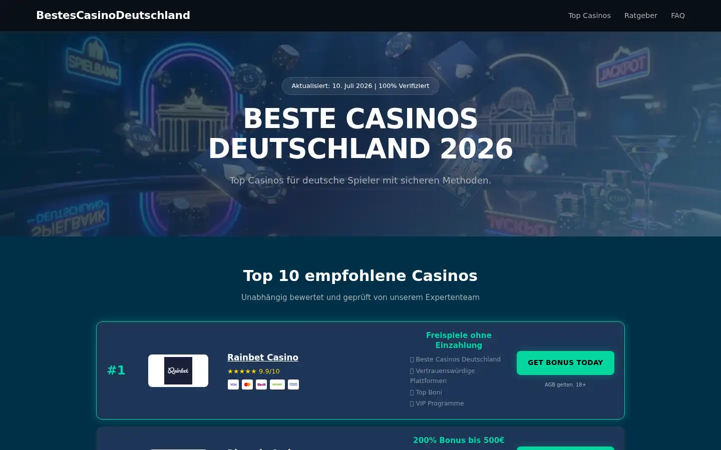 Screenshot of bestescasinodeutschland.org