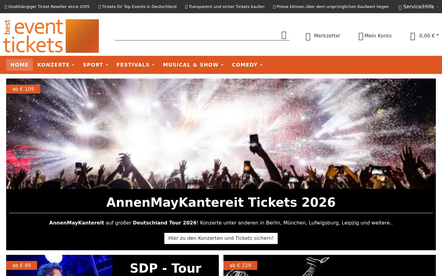 Screenshot of besteventtickets.de