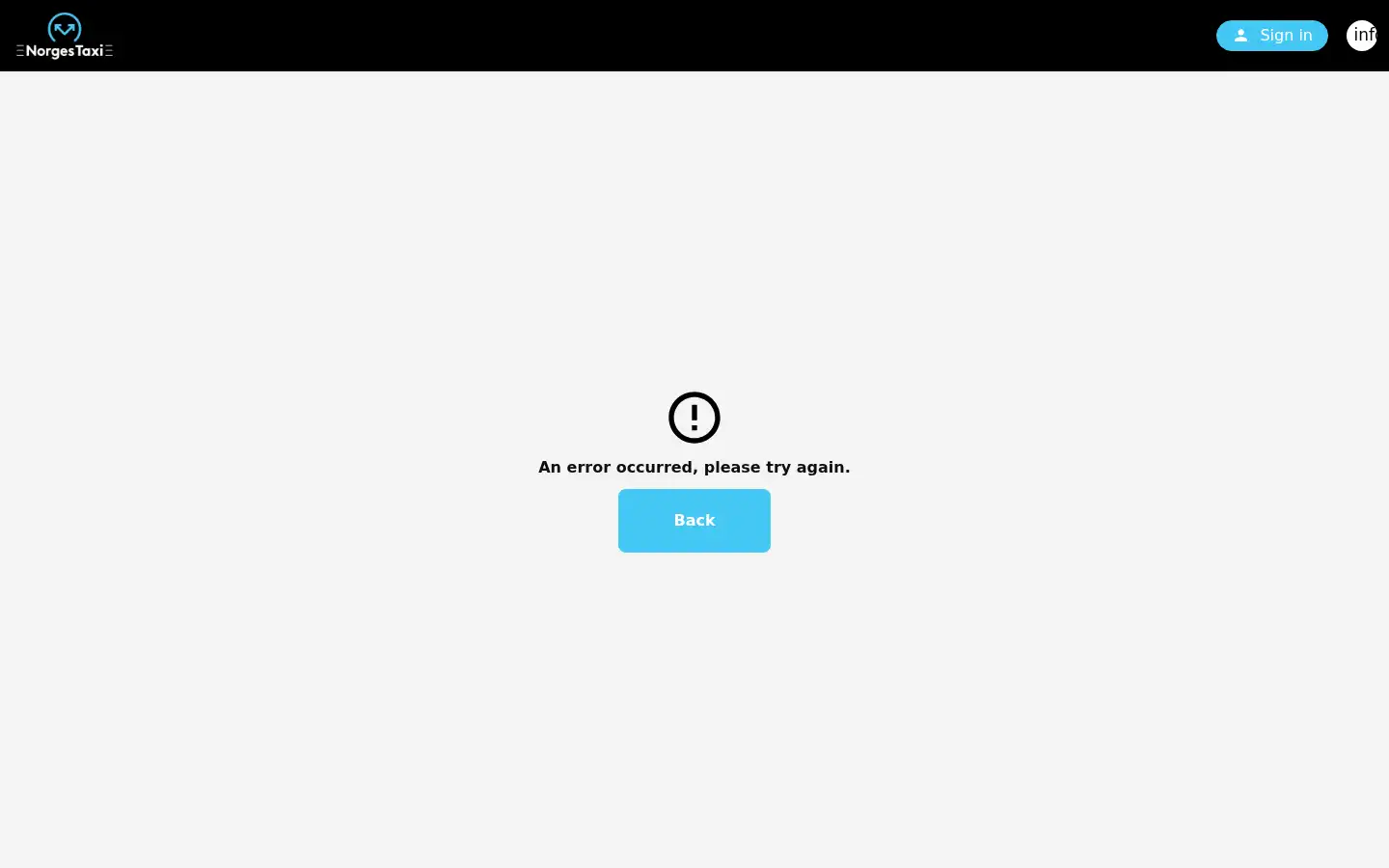 Screenshot of bestille.norgestaxi.no