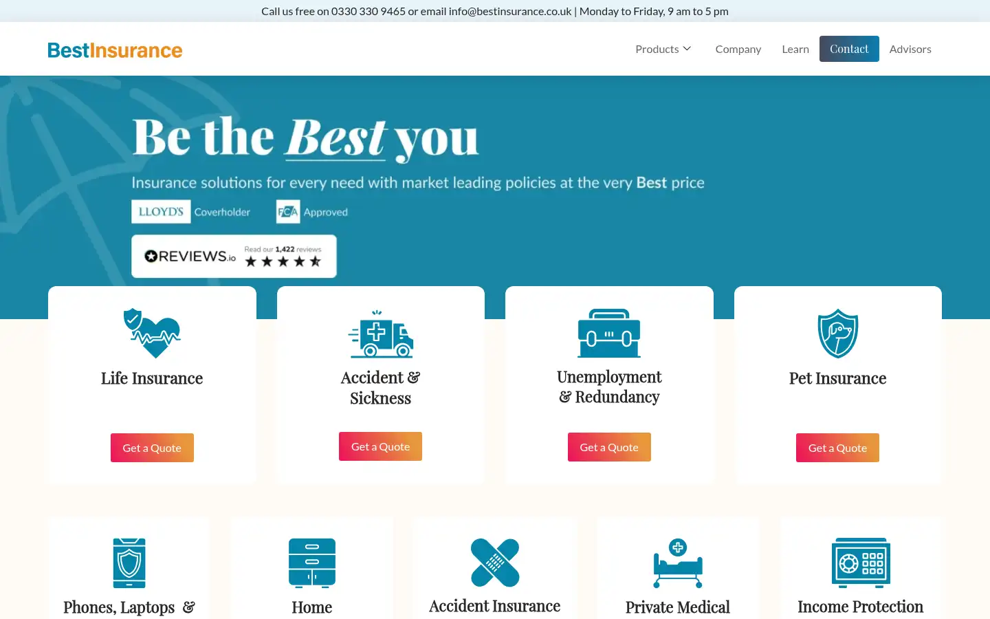 Screenshot of bestinsurance.co.uk