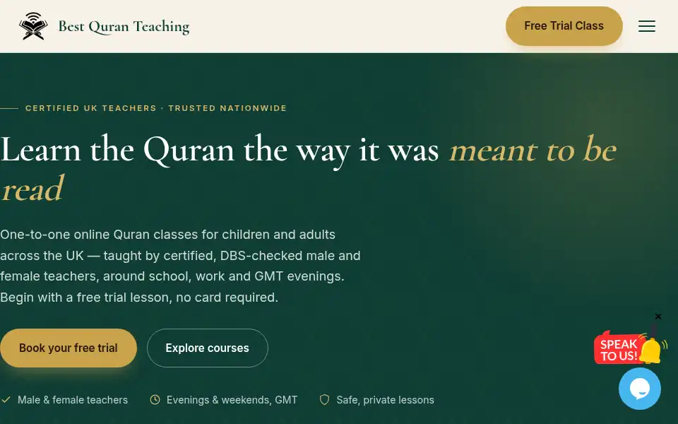 Screenshot of bestquranteaching.com