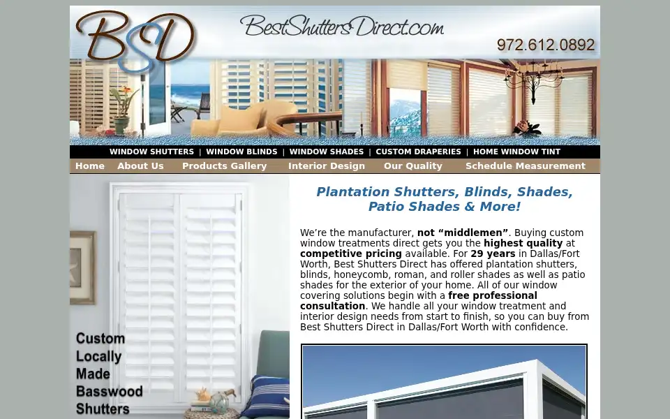 Screenshot of bestshuttersdirect.com