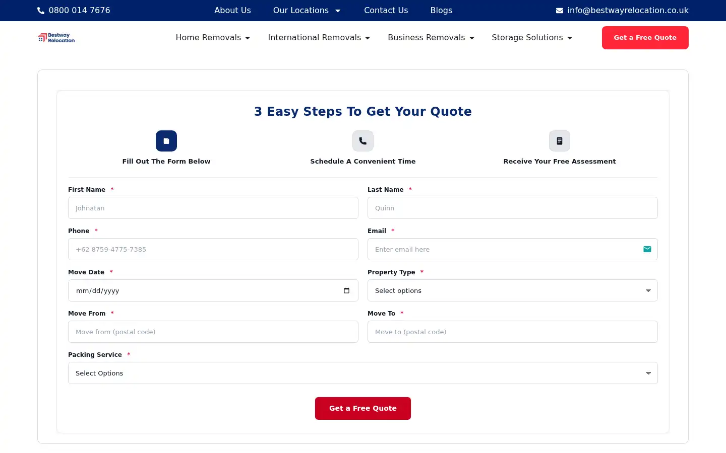 Screenshot of bestwayrelocation.co.uk