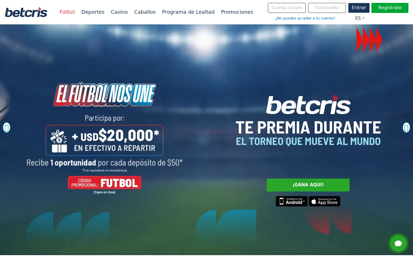 Screenshot of betcris.com