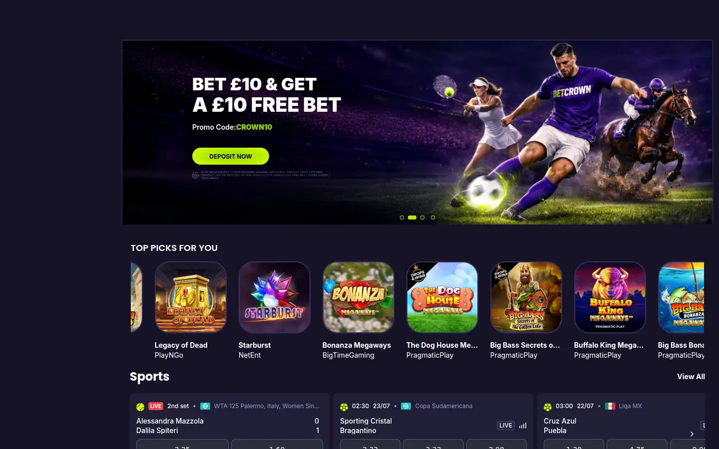 Screenshot of betcrown.co.uk