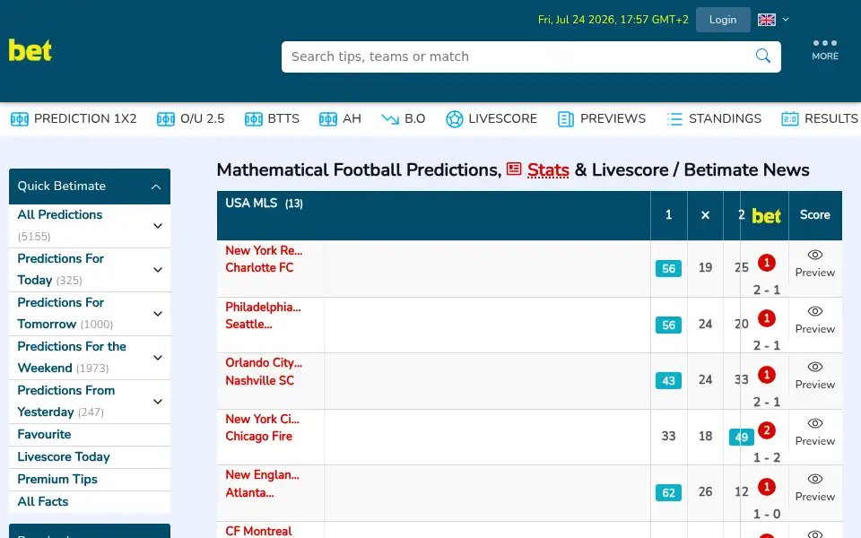 Screenshot of betimate.com