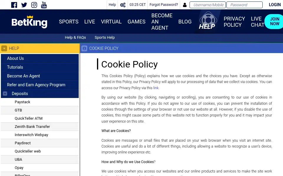 Screenshot of betking.com