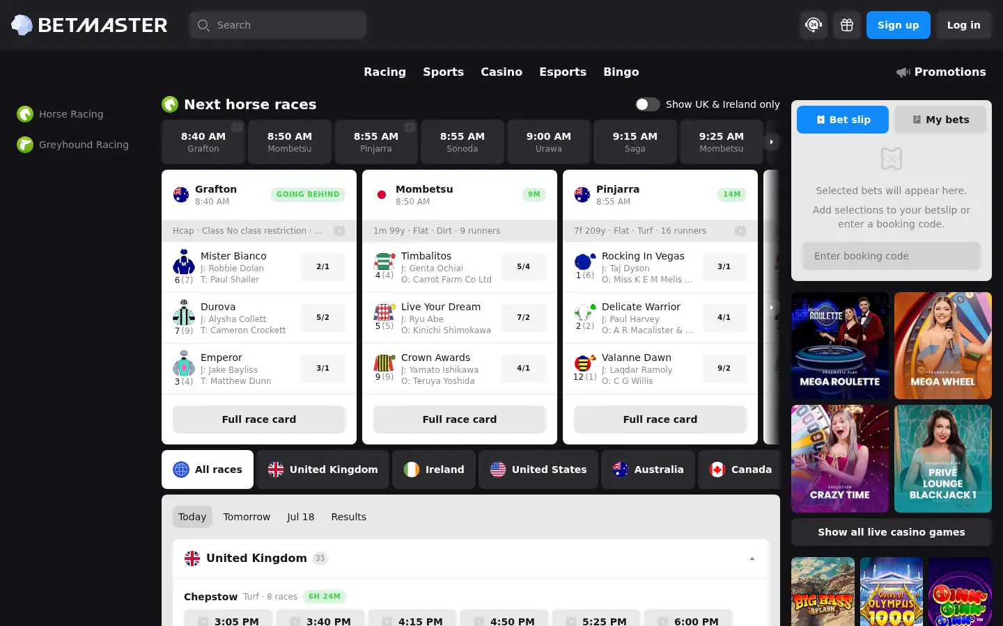 Screenshot of betmaster.co.uk