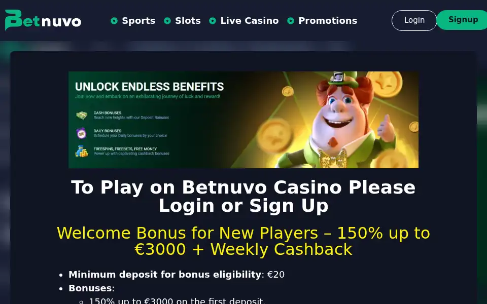 Screenshot of betnuvocasino.co.uk