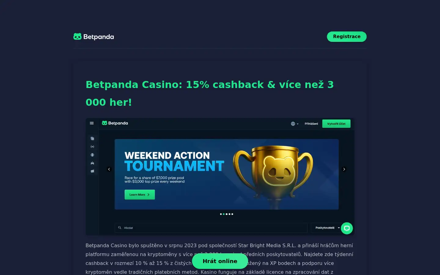 Screenshot of betpanda.cz