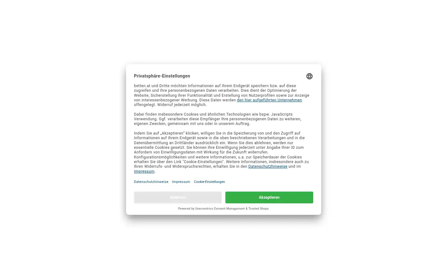 Screenshot of betten.at