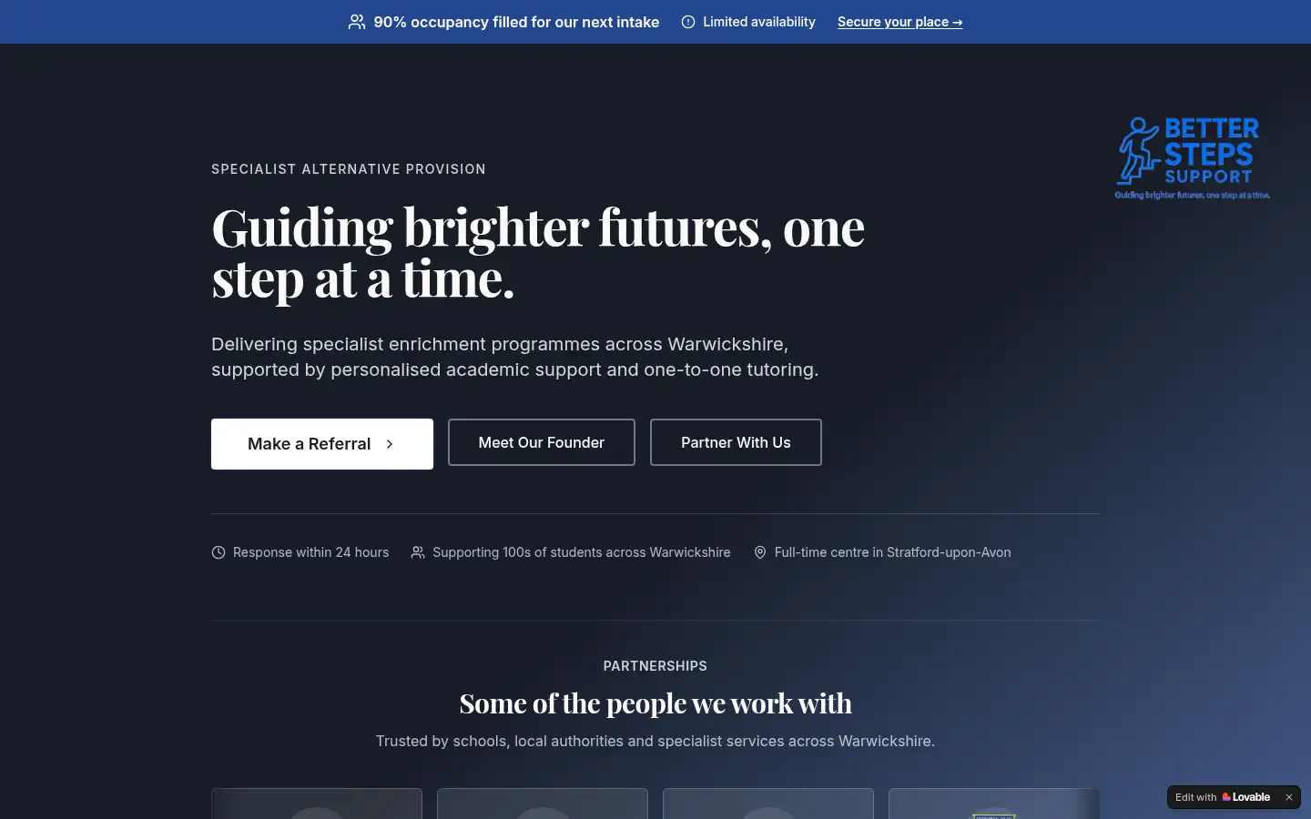 Screenshot of betterstepssupport.co.uk