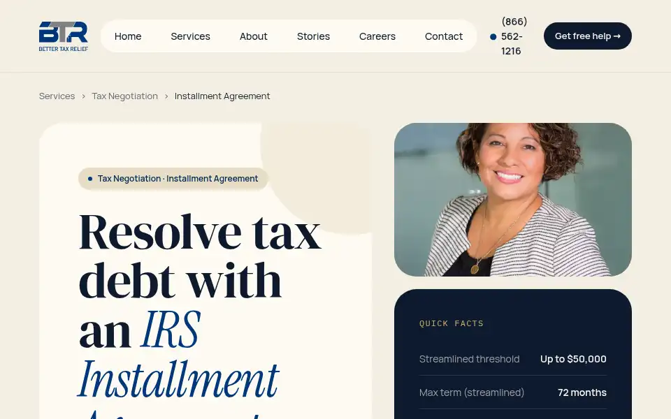 Screenshot of bettertaxrelief.com