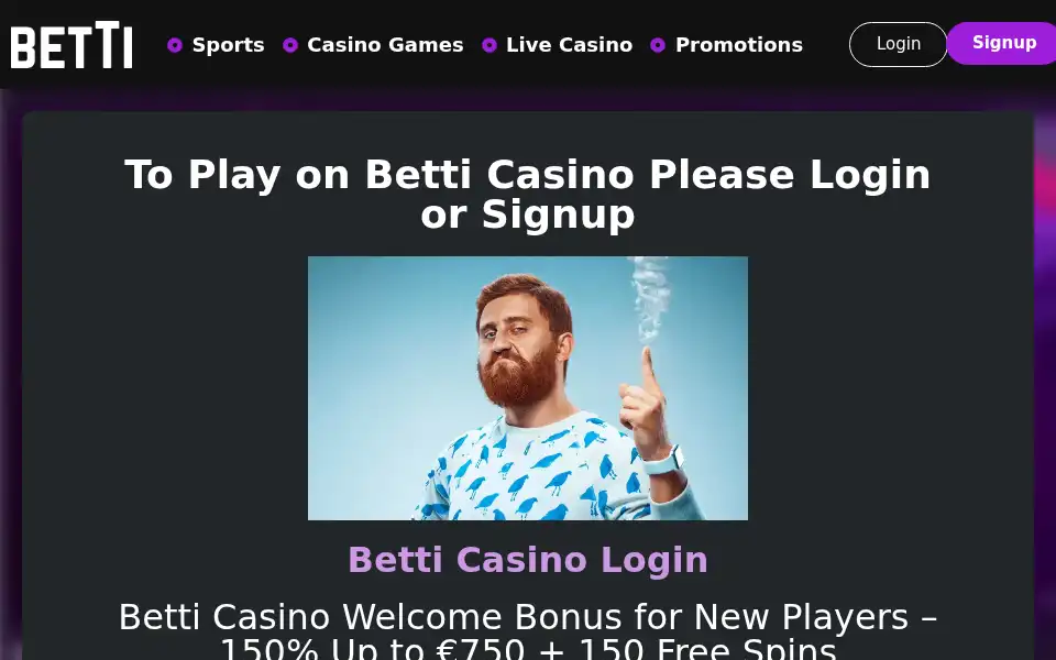 Screenshot of betti-casino.co.uk