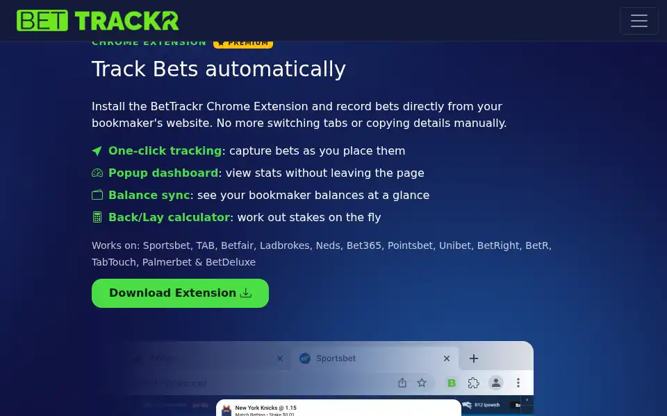 Screenshot of bettrackr.com.au