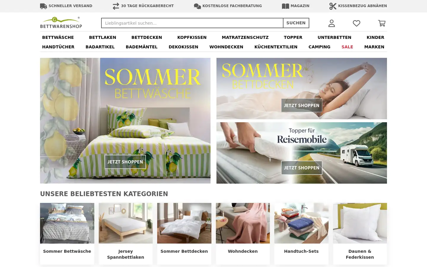 Screenshot of bettwaren-shop.de