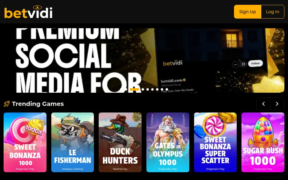 Screenshot of betvidi.com