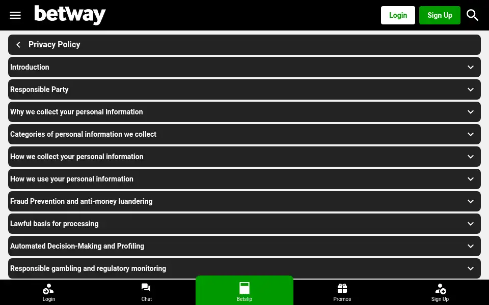 Screenshot of betway.co.za