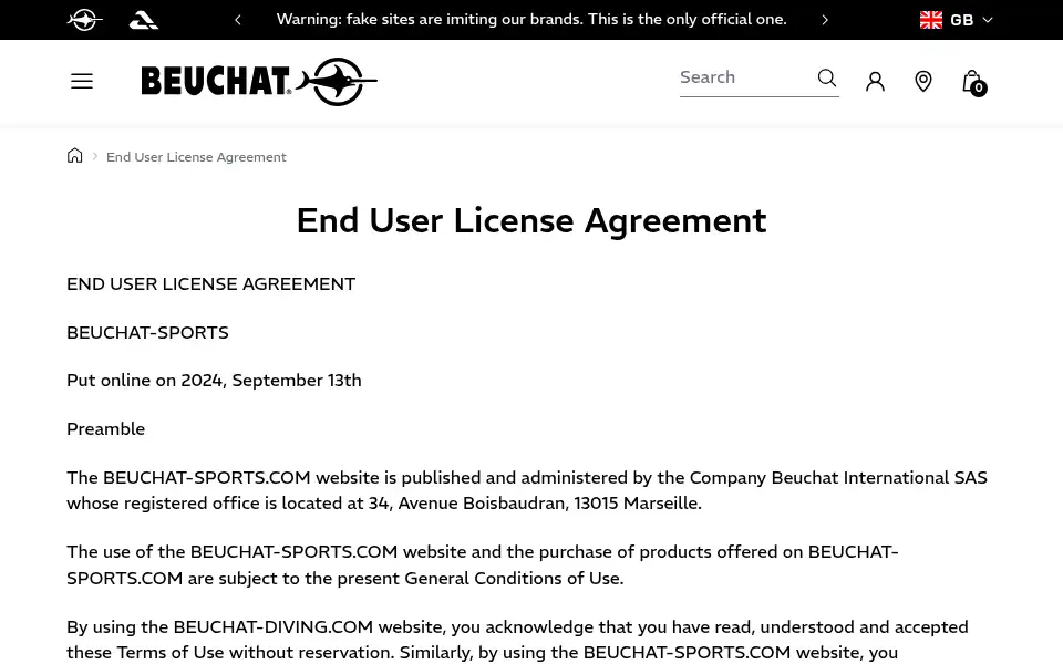 Screenshot of beuchat-diving.com