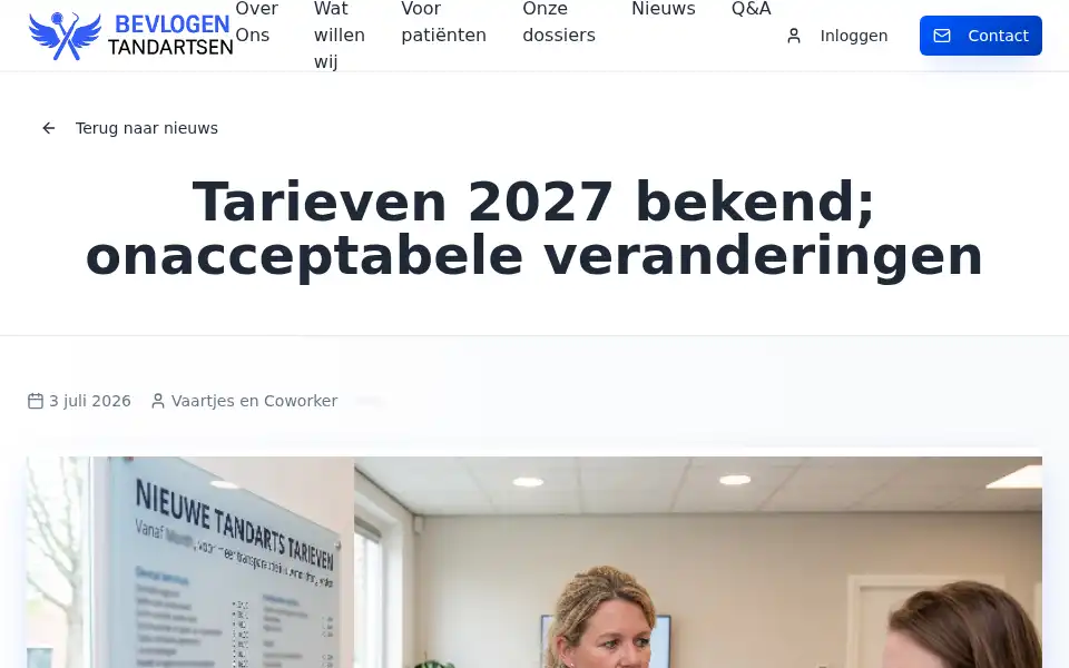 Screenshot of bevlogentandartsen.nl