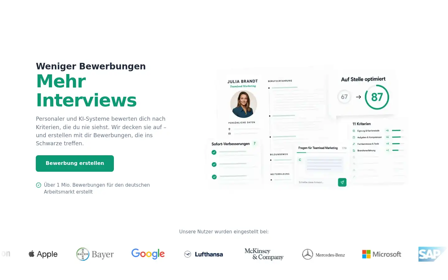 Screenshot of bewerbung.ai