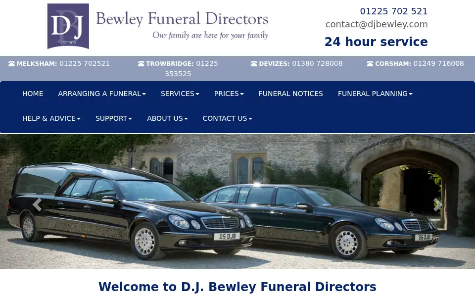 Screenshot of bewleyfunerals.com