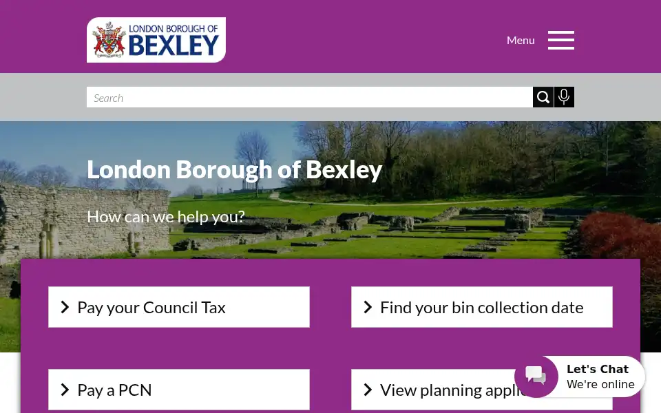 Screenshot of bexley.gov.uk